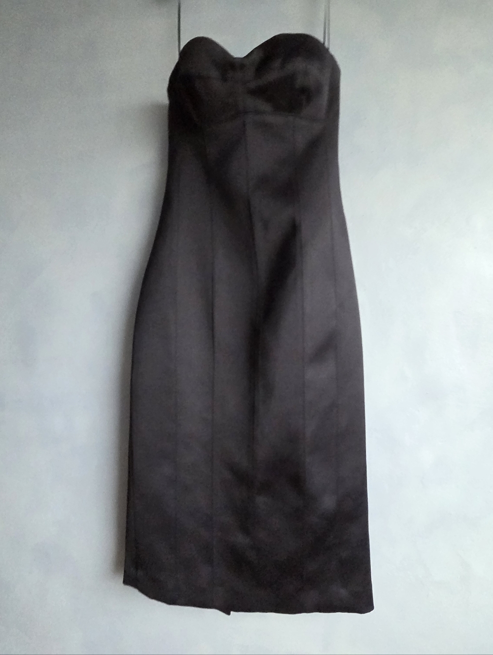 ZARA LIMITED EDITION BLACK STRAPLESS SATIN  MIDI DRESS SIZE, MEDIUM